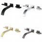 Wall Faucet Two square Handles Bathroom Sink Wall Mount Faucet black