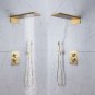 Brushed gold Bathroom Rainfall shower faucet set 3 Functions Wall mounted Thermostatic Shower set