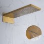 Brushed gold Bathroom Rainfall shower faucet set 3 Functions Wall mounted Thermostatic Shower set
