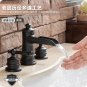 3 Pieces Widespread Basin Lav sink Faucet Waterfall Mixer Tap lever handles chrome