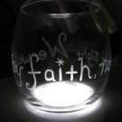 “We walk by faith” - Round Glass Tealight Holder