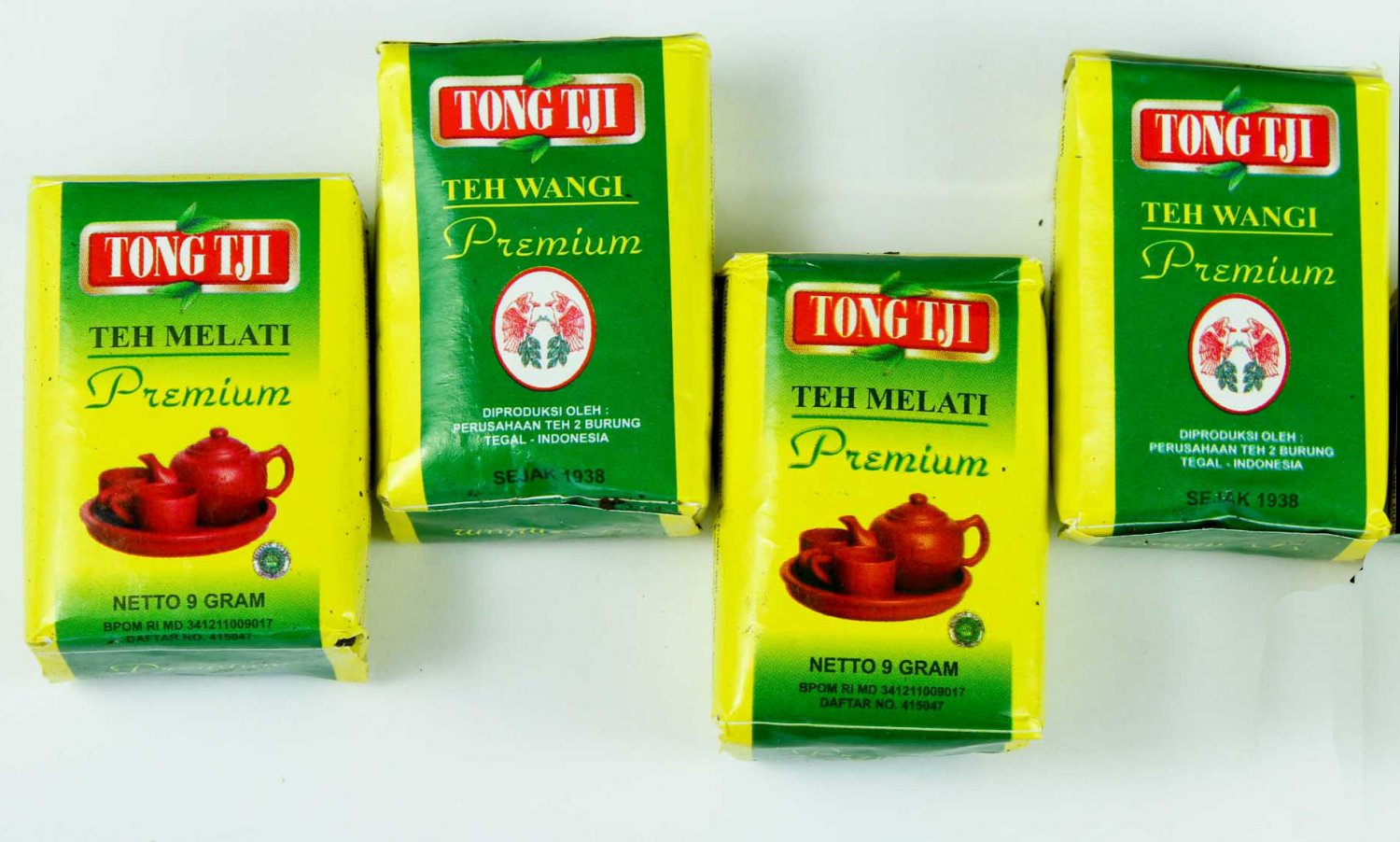 4 pcs of TongTji teh melati Premium 10 gram Tong Tji Loose Jasmine tea