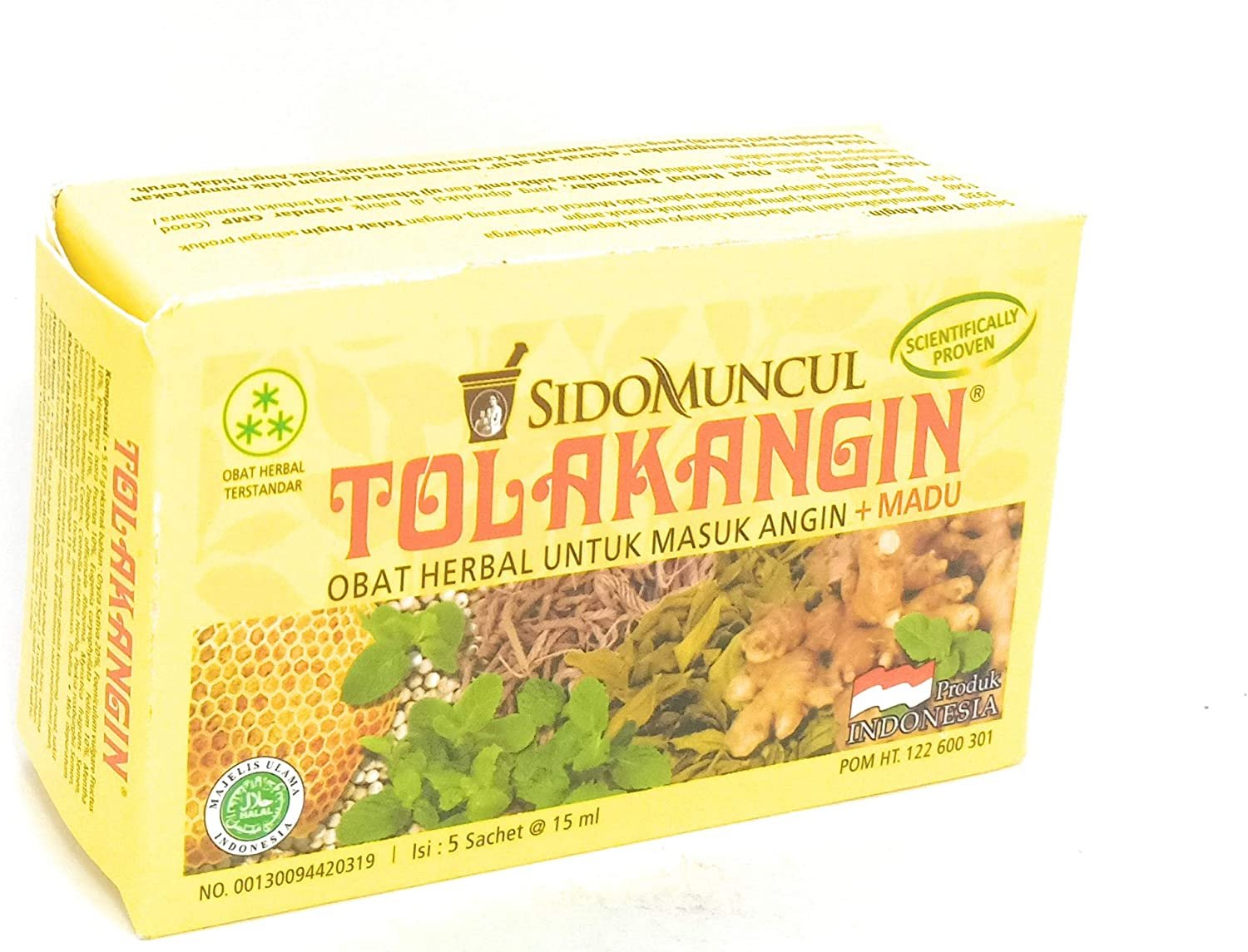 Sido Muncul Tolak Angin Herbal with Honey 5-ct, 75 Ml (Pack of 4)