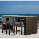 New 7 Piece PE Rattan / Wicker Outdoor Glasstop Bar Table Stool Set (with cushions)