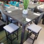 New 5 Piece Bar Height Table Wicker Rattan Outdoor Conversation Set with 4 Stools