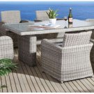 New Grey Wicker 7 Piece Outdoor Wicker / Rattan Dining Table Set with Chairs
