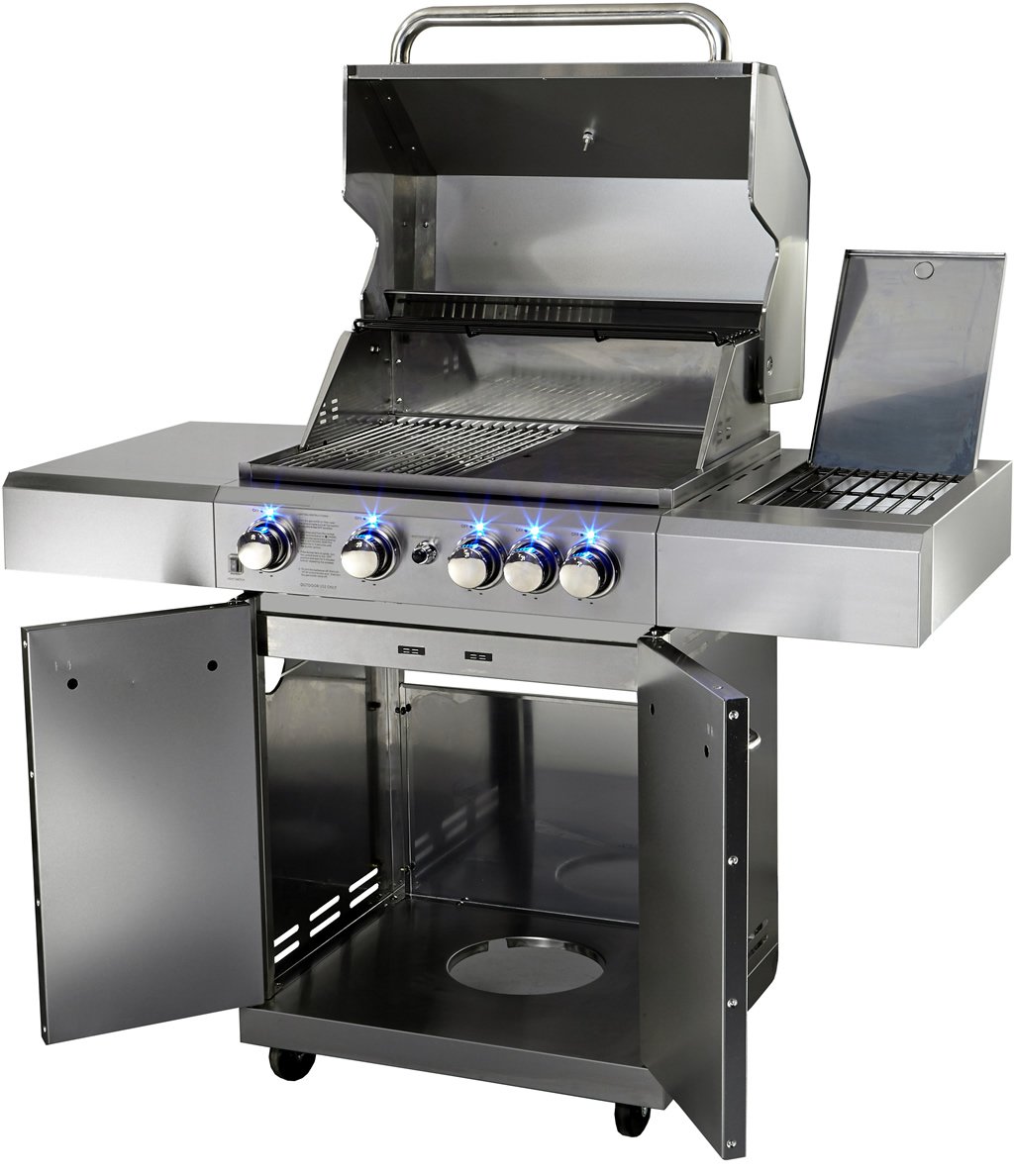 New Stainless Steel Outdoor Propane BBQ 5 Burner Grill w/ Rotisserie