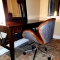 High End Designer Full Leather Aviation Swan Office Chair Aluminum Back w/ Rivets Flying Furniture