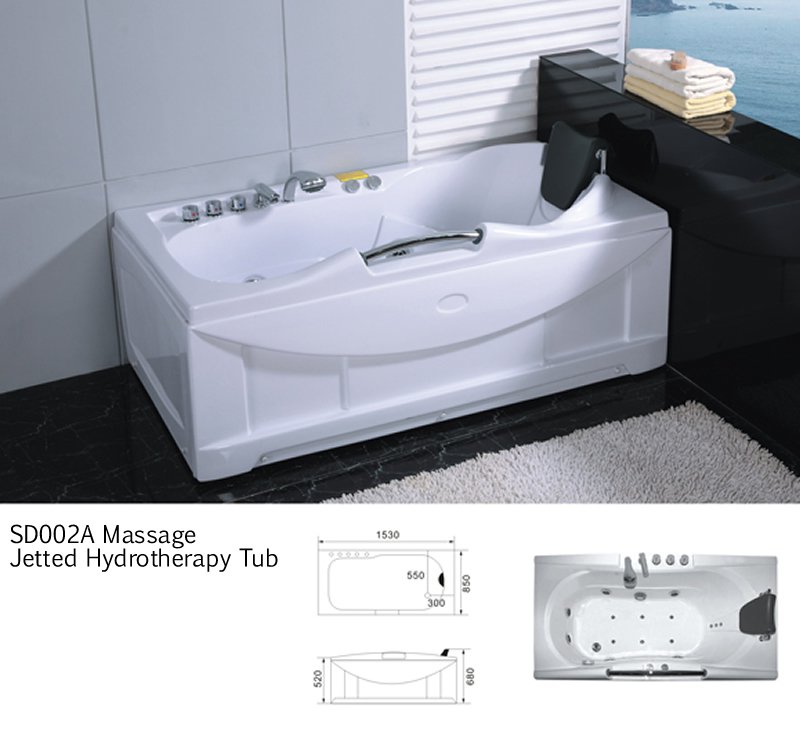 BLACK Jetted Whirlpool Hydrotherapy Bathtub Bath Tub w/ Heat Radio