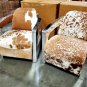 Rare Full Cowhide Fur Leather Vintage Aluminum Aviator Retro Chair Airplane Seat