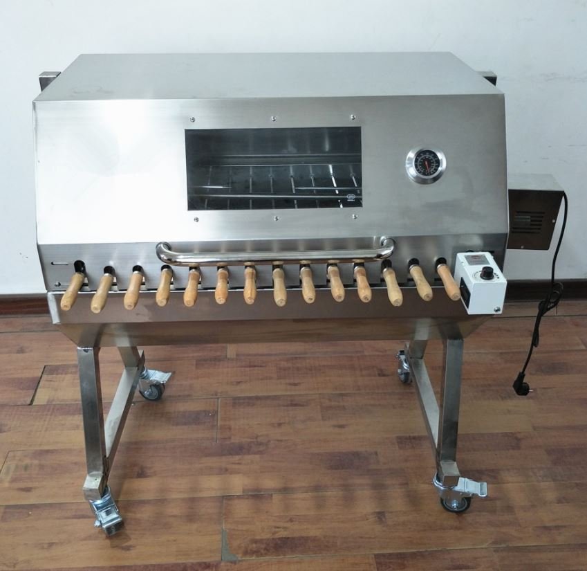 Large Stainless Steel Outdoor 14 Kebob Rotisserie Charcoal Wood Fired ...