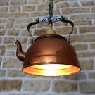 100% Solid Copper Rustic Tea Kettle Pot Turned Pendant Drop Ceiling Island Bar Light