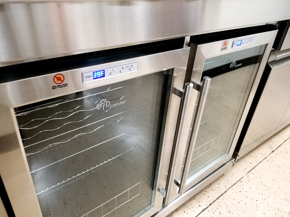 outdoor bbq kitchen with fridge