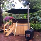 New Wood Fired Canadian Redwood Cedar Outdoor Hot Tub Spa 6 Person with Cover 6' Diameter 4' Tall