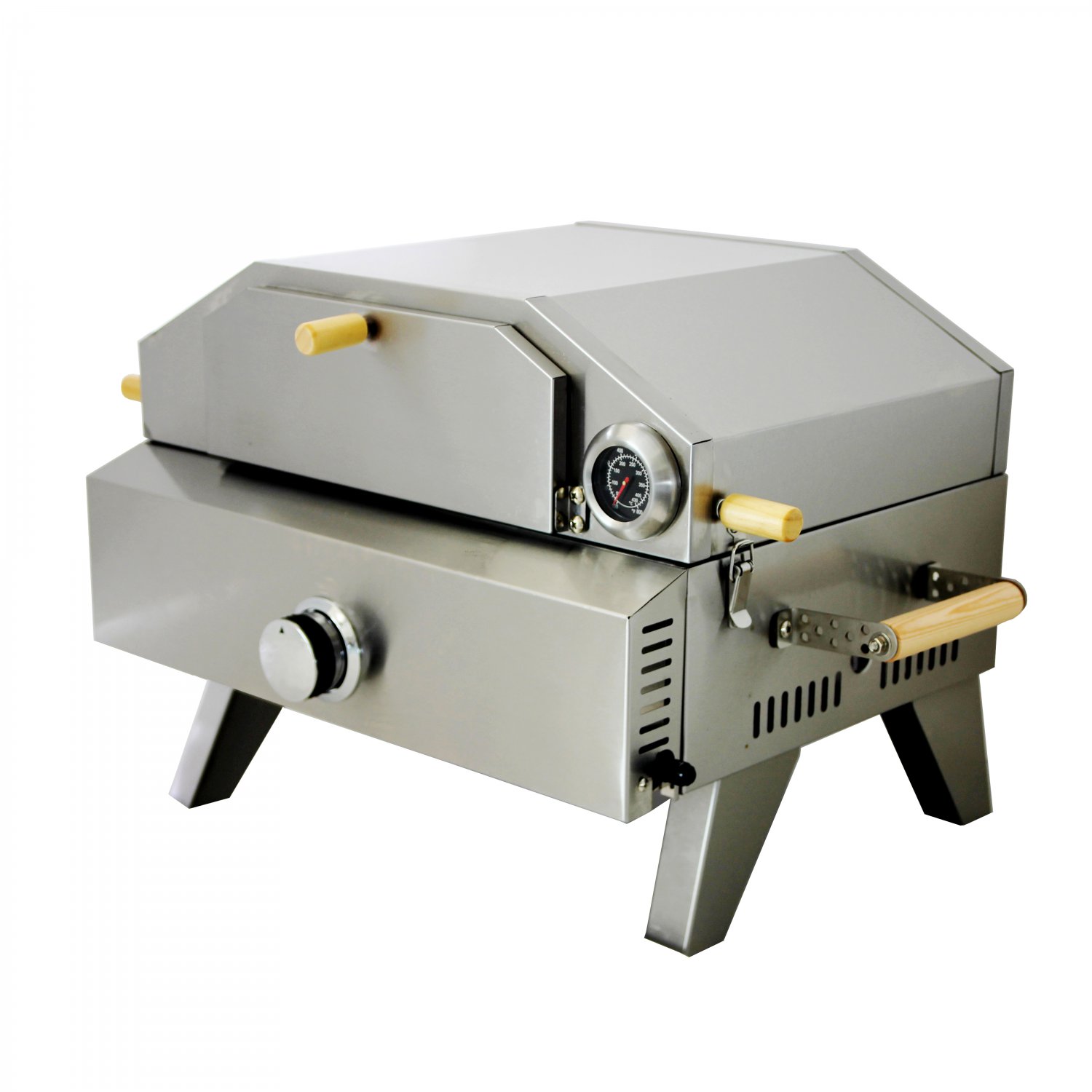 New Portable Outdoor Stainless Steel Propane BBQ Gas Grill + Pizza Oven