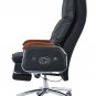 NEW Heated Swivel Back + Neck Massage Recliner Office Chair with Foot Rest Black Solid Wood Arms
