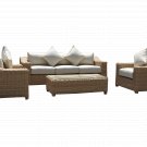 Large Fully Assembled Tan 4 Piece Wicker Outdoor Wicker Garden Patio Set Upgraded 6" Cushions