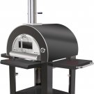 New Outdoor BLACK Stainless Steel Wood Fired Artisan Pizza Oven BBQ Grill + Cover