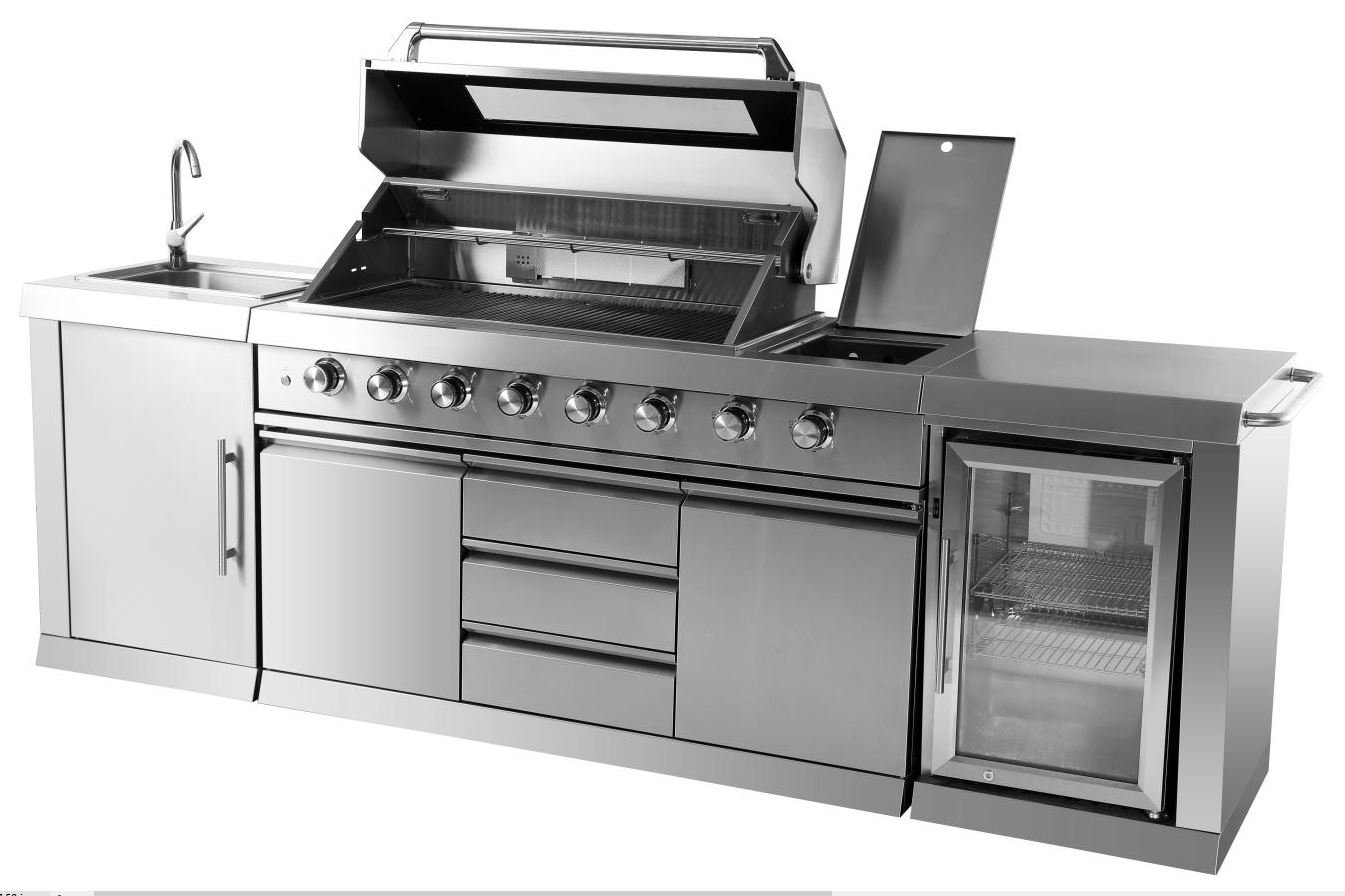 NEW 3 Piece Stainless Steel Outdoor BBQ Kitchen Grill Island