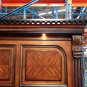 6 Piece KING Bed Frame Hand Carved w/ Lighting Cherry Finish