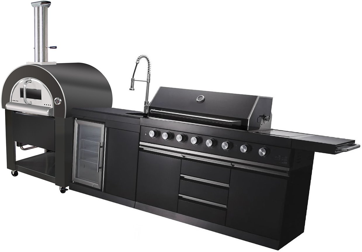 NEW 3 Piece Black Stainless Steel Outdoor BBQ Kitchen Grill Island w ...