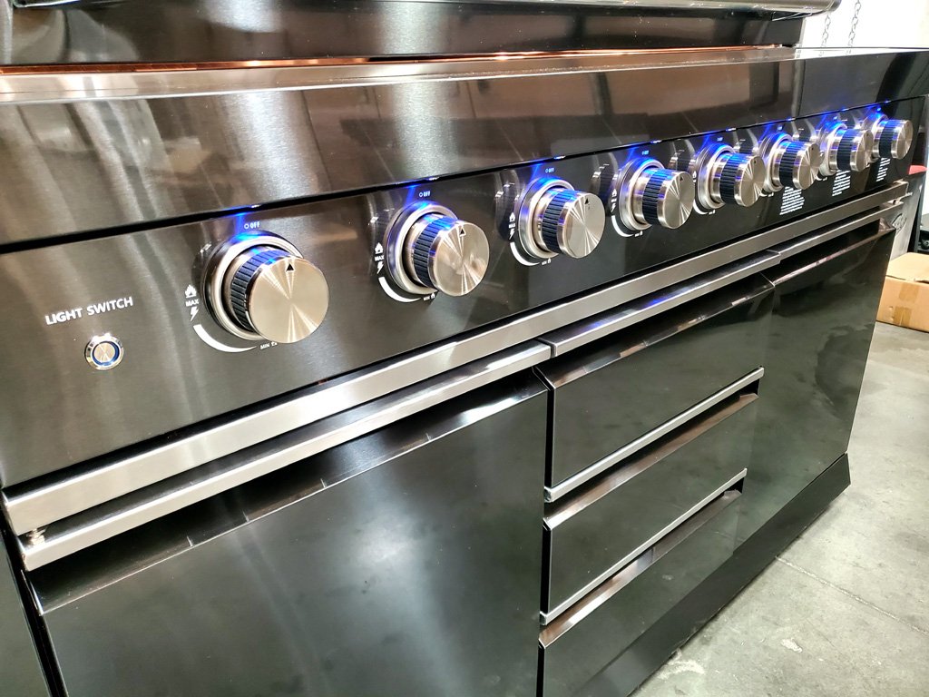 NEW 3 Piece Black Stainless Steel Outdoor BBQ Kitchen Grill Island w