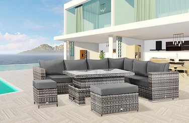 8 Seat Modern Design Outdoor Wicker Rattan Outdoor Patio Furniture