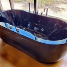 Black Hydrotherapy Whirlpool Jetted Bathtub Indoor Soaking Hot Bath Tub FREESTANDING