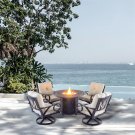 New 5 Piece Outdoor Patio Furniture Fire Pit Set Cast Aluminum Bronze 4 Chairs + Table