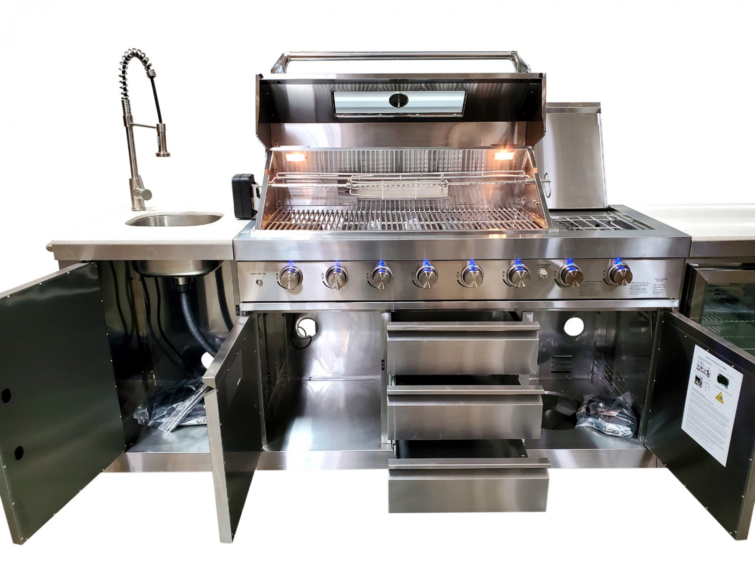 NEW 4 Piece Stainless Steel Outdoor BBQ Kitchen Grill Island