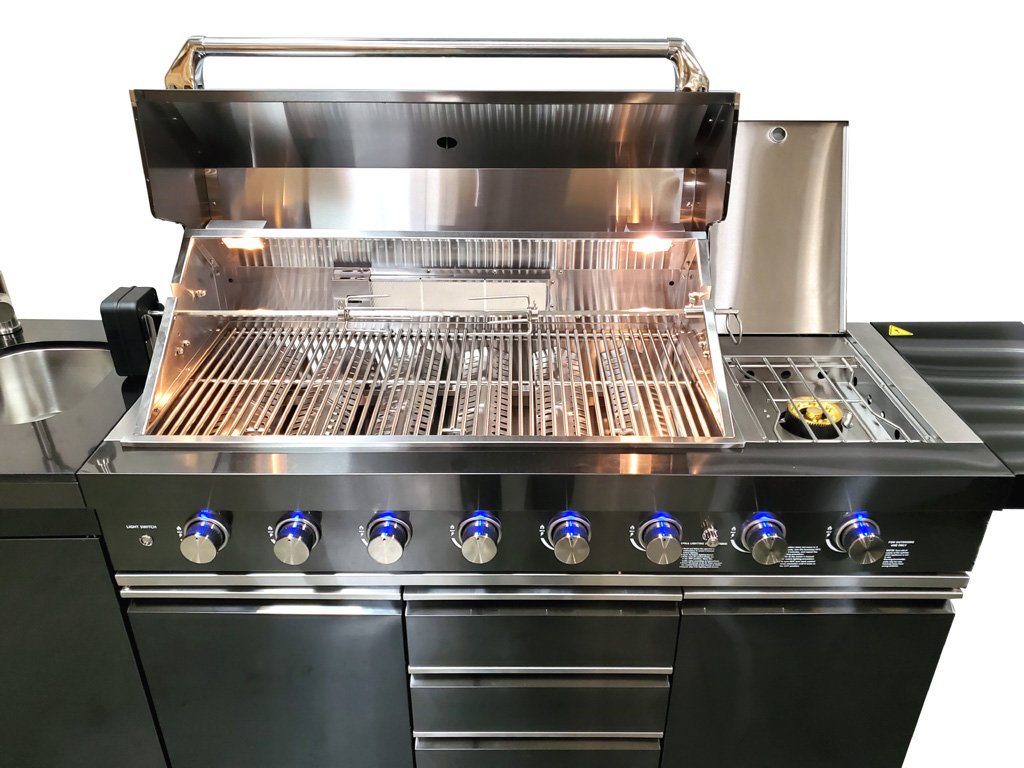 4 Piece Black Stainless Steel Outdoor BBQ Kitchen Grill Island