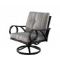 New 5 Piece Outdoor Patio Furniture Fire Pit Set Cast Aluminum Bronze 4 Chairs + Table Grey Stripe