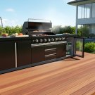 3 Piece 10' Long Marble Top Black Stainless Steel Outdoor BBQ Kitchen Grill Island Refrigerator Sink
