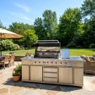 NEW 3 in 1 Outdoor Kitchen 8 Burner Stainless Steel Grill Island w/ Sink + Rotisserie Kit NEW 3 in 1 Outdoor Kitchen 8 Burner Stainless Steel Grill Island w/ Sink + Rotisserie Kit