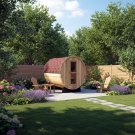 6' Canadian Red Cedar Indoor / Outdoor Barrel Traditional Wet Dry Steam Sauna Spa Harvia 9KW Heater