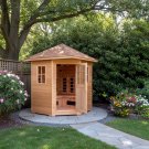 New Deluxe Four 4 Person FIR Far Infrared Outdoor Sauna Spa w/ Shingled Roof New Deluxe Four 4 Person FIR Far Infrared Outdoor Sauna Spa w/ Shingled Roof