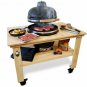 NEW Large 21" Ceramic Egg Kamado BBQ Grill Smoker w/ Wood Table Pizza Stone