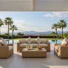 Large Fully Assembled Tan 4 Piece Wicker Outdoor Wicker Garden Patio Set Upgraded 6" Cushions