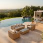 Large Fully Assembled Tan 4 Piece Wicker Outdoor Wicker Garden Patio Set Upgraded 6" Cushions