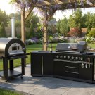 4 Piece Black Stainless Steel Outdoor BBQ Kitchen Grill Island Refrigerator Sink Pizza Oven