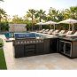 Black Stainless Steel Grill 4 Piece Outdoor Kitchen Grill Island Refrigerator Sink with Corner