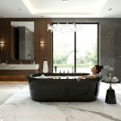 Black Hydrotherapy Whirlpool Jetted Bathtub Indoor Soaking Hot Bath Tub FREESTANDING Black Hydrotherapy Whirlpool Jetted Bathtub Indoor Soaking Hot Bath Tub FREESTANDING