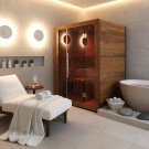 1-2 Person Indoor Traditional Wet / Dry Swedish Steam Sauna SPA Harvia 6KW 200F Canadian Red Cedar
