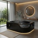 Black 2 Two Person Jetted Hydrotherapy Massage Whirlpool Bathtub Bath Tub SPA HEAT Black 2 Two Person Jetted Hydrotherapy Massage Whirlpool Bathtub Bath Tub SPA HEAT