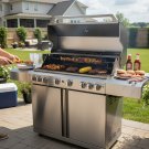New 8 Burner 96,000 BTU Stainless Steel Outdoor BBQ Grill Propane NG Rotisserie New 8 Burner 96,000 BTU Stainless Steel Outdoor BBQ Grill Propane NG Rotisserie