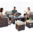 New Modern 6 Piece Outdoor Wicker PE Rattan Garden Patio Furniture Set