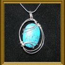 Lg Turquoise Cabachon Wire Wrapped Pendant