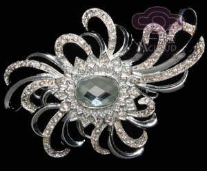 ART DECO RHINESTONE CRYSTAL WEDDING BRIDAL VINTAGE STYLE SASH BROOCH PIN