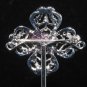 BRIDAL CRYSTAL RHINESTONE WEDDING VINTAGE STYLE BUTTON BUCKLE CROSS BROOCH PIN