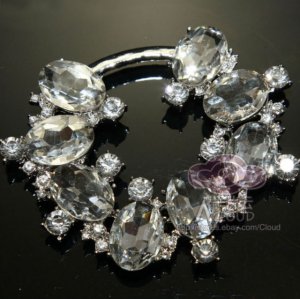HIGH END RHINESTONE CRYSTAL WEDDING LARGE BELT SASH BUCKLE RING PATCH APPLIQUE